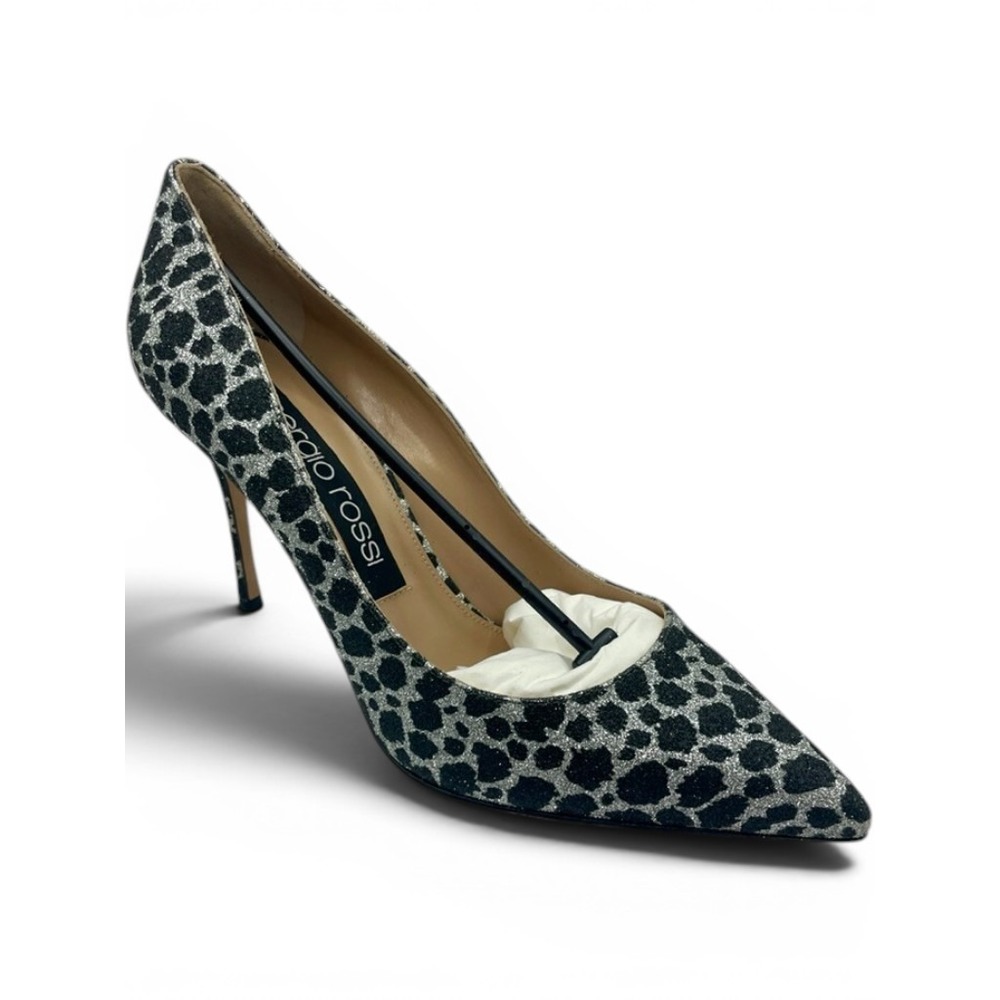 Sergio Rossi Godiva 090 Glitter Ocelot Leather Pump Women's Size EU 39 NWB
